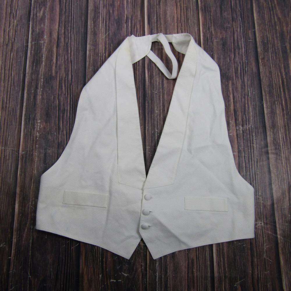 Tuxedo Park Vest Mens XXL White Pique Backless Formal Wedding Adjustable
